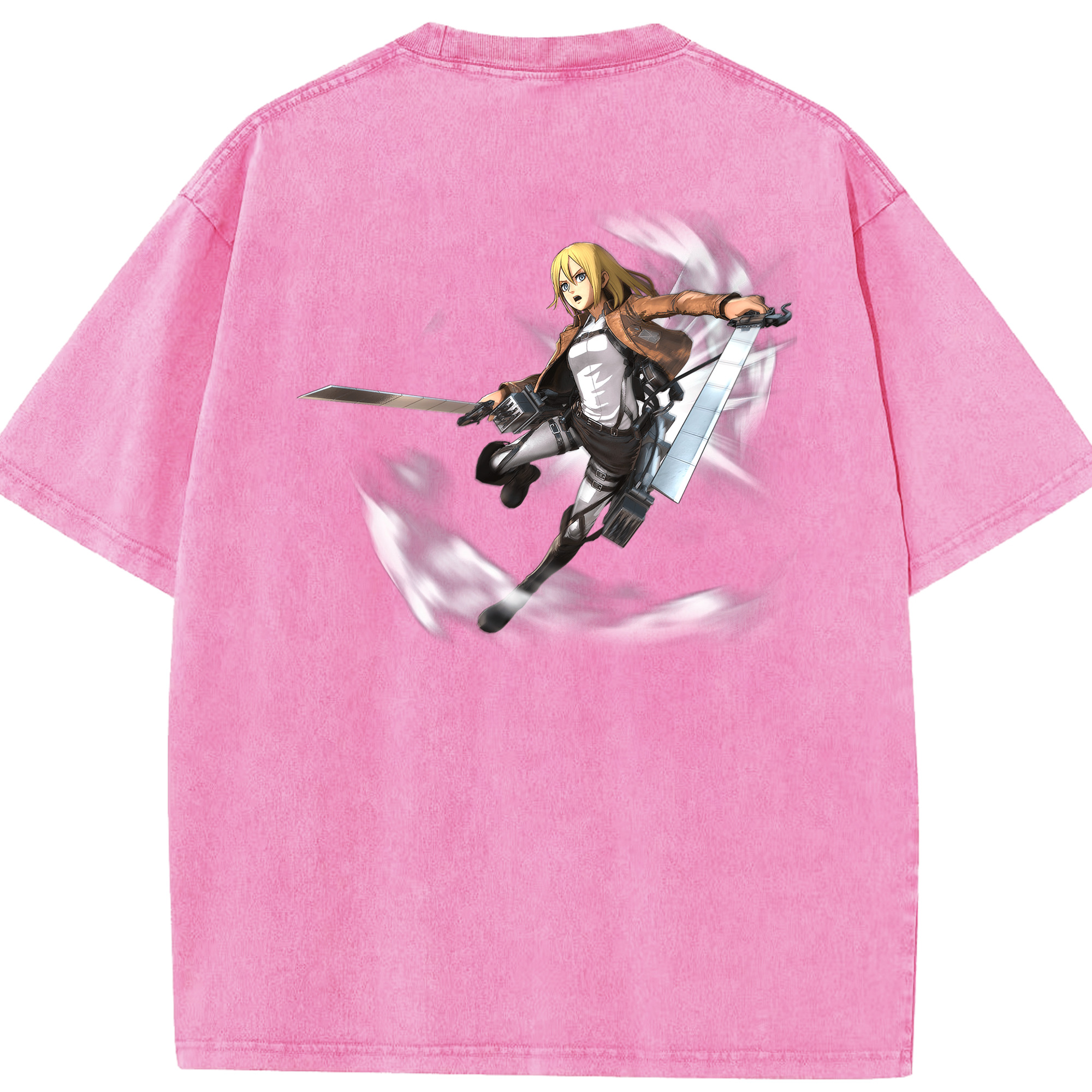 （画像用） 進撃の巨人 クリスタ·レンズ Attack on Titan Christa Lenz 綿100% ヴィンテージ風 半袖Tシャツ（背面プリント）
